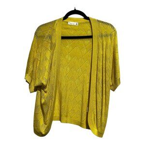 89th & Madison Women’s Sundress Yellow Pointelle Stitch Cardigan Medium